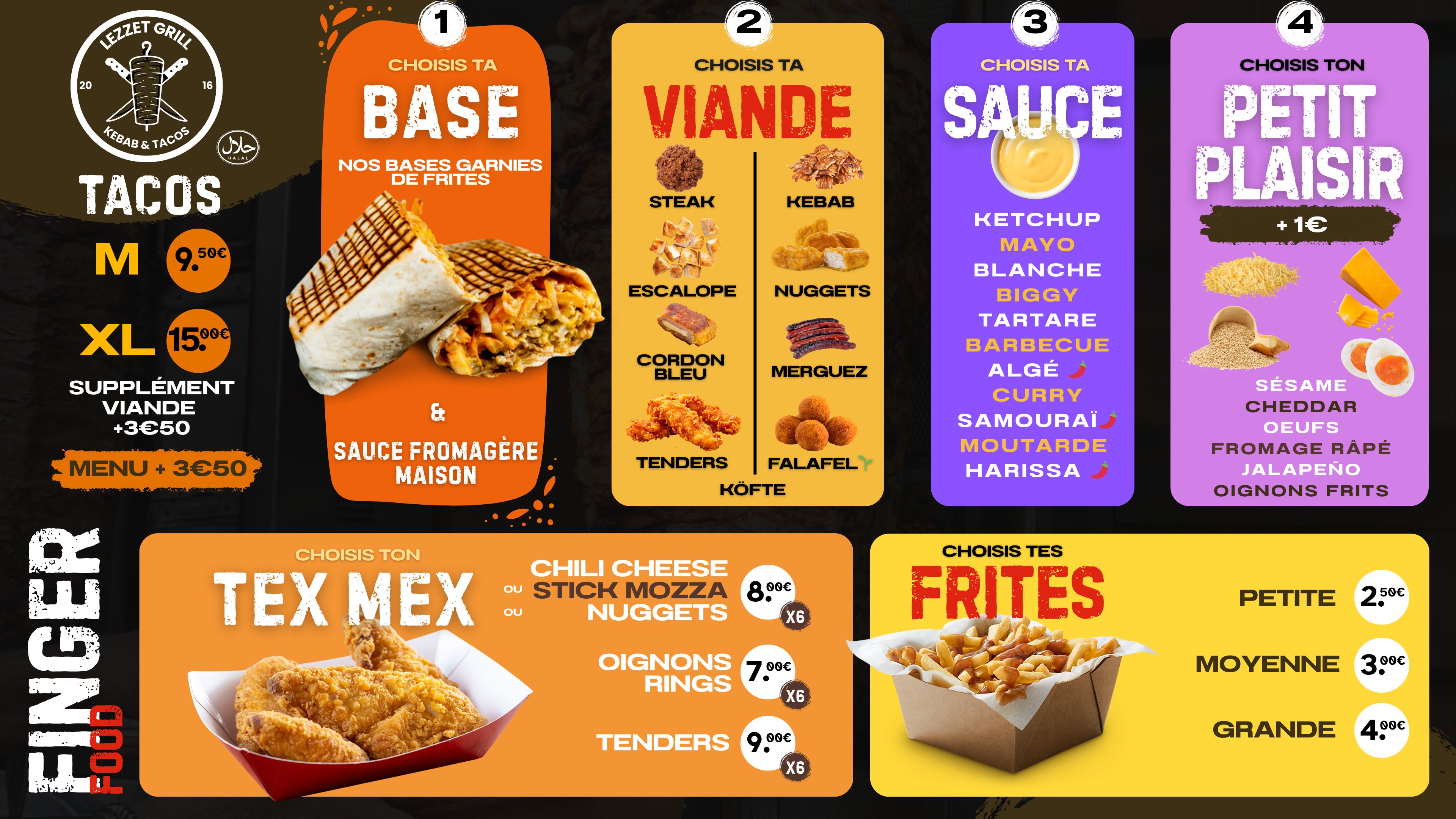 Menu Tacos et Finger Food